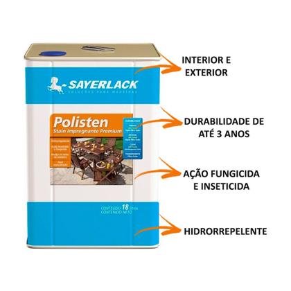 Imagem de Verniz Polisten Sayerlack Stain Nogueira 18 Litros Madeira