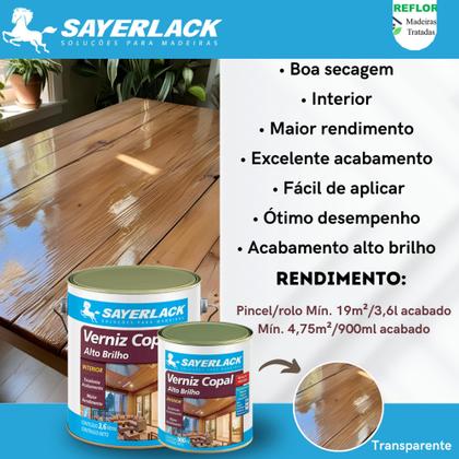 Imagem de Verniz Premium Copal Incolor Brilhante 3,6L Sayerlack