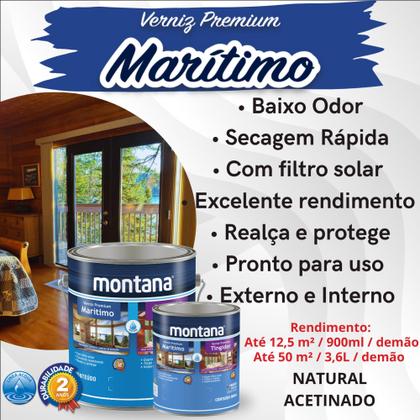 Imagem de Verniz Premium Marítimo Base Água Natural Acetinado 900ml Montana