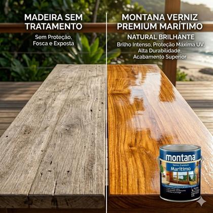 Imagem de Verniz Premium Maritimo Natural Brilhante 3,6L Montana Proteção para Madeira