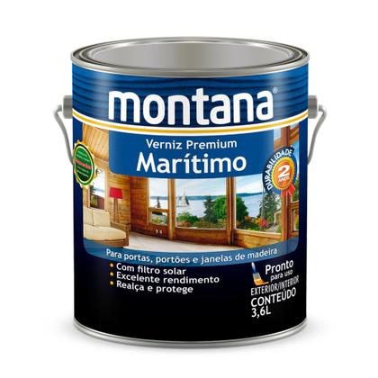Imagem de Verniz Premium Marítimo Natural Fosco 3,6L Montana Proteção para Madeira
