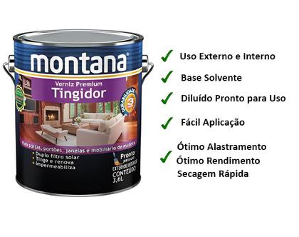 Imagem de Verniz Premium Tingidor Acetinado Montana 3,6lt