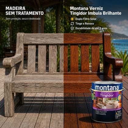 Imagem de Verniz Premium Tingidor Imbuia Brilhante 900ml Montana Proteção para Madeira