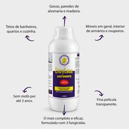 Imagem de Verniz preventivo Enzylase Antimofo acrilico aquoso 1L antifungico para Madeira Gesso Alvenaria