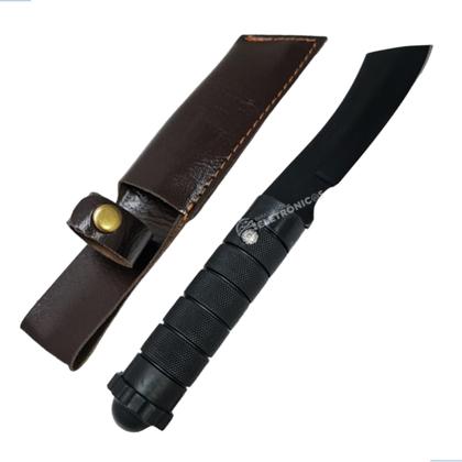 Imagem de Versatilidade e Estilo Faca Cutelo Preta com Bainha em Couro Presente Natal SLKAF81