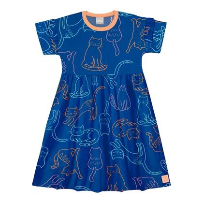 Imagem de Vestido alakazoo infantil menina manga curta gatinhos