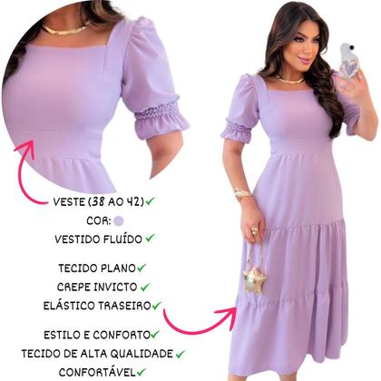 Imagem de Vestido Alfaiataria Evangélico Feminino Com Babado Curto Regular Size Ciganinha com Mangas