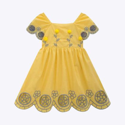 Imagem de Vestido Amarelo Manga Curta Bordado Flores Infantil Menina Milon 2000526