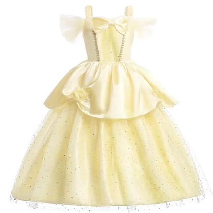 Imagem de Vestido Amarelo Princesa Para Meninas Estilo Europeu Casual Diário Roupas Infantis