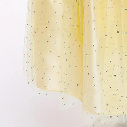 Imagem de Vestido Amarelo Princesa Para Meninas Estilo Europeu Casual Diário Roupas Infantis
