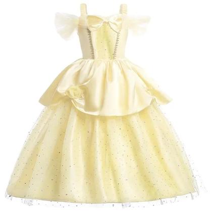 Imagem de Vestido Amarelo Princesa Para Meninas Estilo Europeu Casual Diário Roupas Infantis
