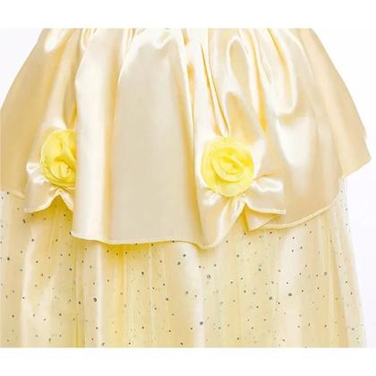 Imagem de Vestido Amarelo Princesa Para Meninas Estilo Europeu Casual Diário Roupas Infantis