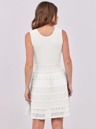 Imagem de Vestido ANRABESS Summer Mini sem mangas de malha regata de crochê branco