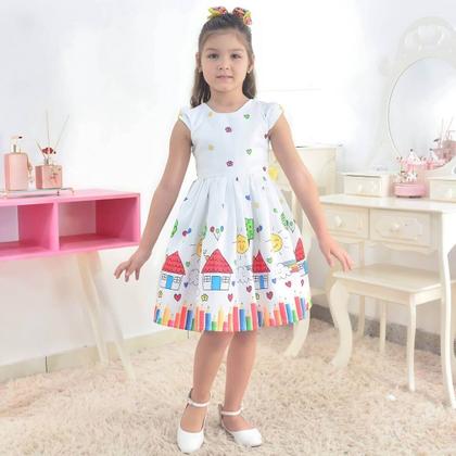 Imagem de Vestido Aquarela Lápis De Cor Formatura ABC Detalhes Amarelo