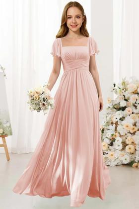 Imagem de Vestido Augday Chiffon Ruched Flower Girl Steel Blue Tamanho 10