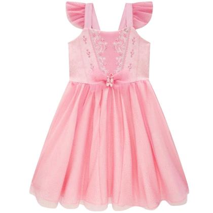 Imagem de Vestido Bailarina Infantil Rosa Festa Luxo Fantasia Menina
