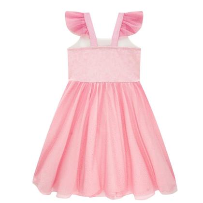 Imagem de Vestido Bailarina Infantil Rosa Festa Luxo Fantasia Menina