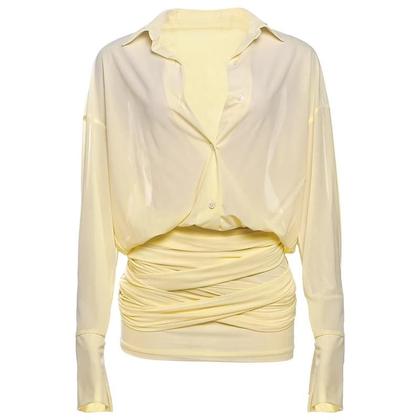 Imagem de Vestido Bandage Transparente Com Patches E Mangas Longas Para Mulheres, Mini Bodycon Com Franjas,