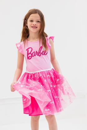 Imagem de Vestido Barbie Little Girls de tule rosa sem mangas tamanho 7-8