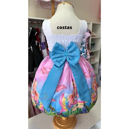 Imagem de Vestido Barbie Sereia Fundo Mar Golfinho Fantasia Festa Luxo