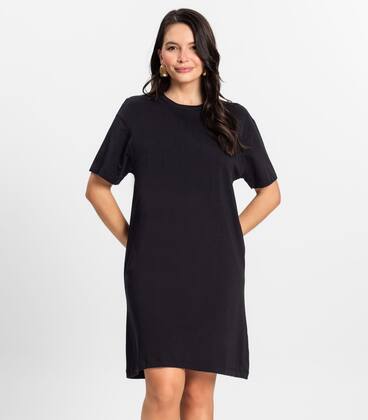 Imagem de Vestido Básico T-Shirt Feminino Rovitex Preto