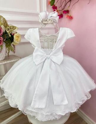 Imagem de Vestido batizado festa infantil branco bebe a 4 anos primeira comunhão daminha