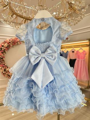 Imagem de Vestido Bebê Azul Claro Jardim Encantado para Batizado e Festas