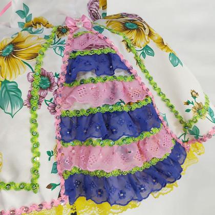 Imagem de Vestido Bebe Festa Junina de Luxo Rodado de Alta Costura Com Cintura e Alças Ajustáveis Com Bolsinha