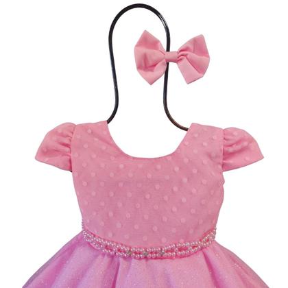 Imagem de Vestido Bebe Infantil Festa Casamento Luxo Faixa Cabelo