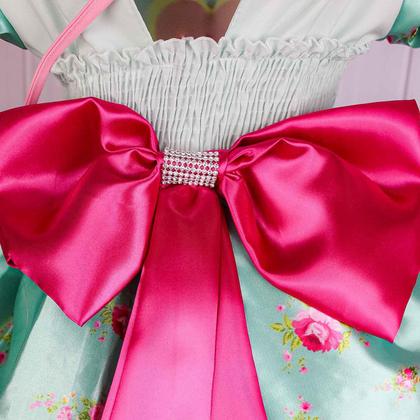Imagem de Vestido Bebê Menina Junina São João Coração Florido Bolsa + Tiara