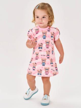 Imagem de Vestido Bebê Menina Total Print Ursinha Natural Cinti