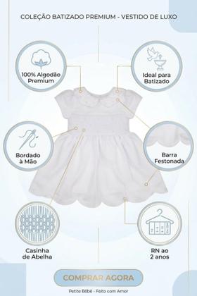 Imagem de Vestido Bebê para Batizado Bordado Papilloo