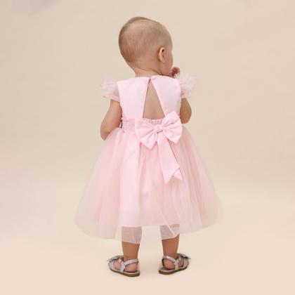 Imagem de Vestido Bebê Rosa Com Flores Coloridas Festa Luxo Cattai