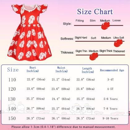 Imagem de Vestido Benylion Red Leaf, traje havaiano para meninas de 3 a 4 anos