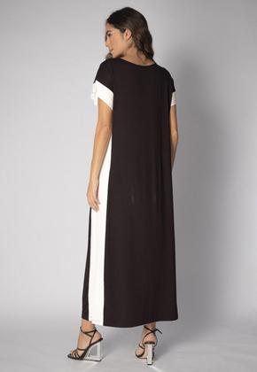 Imagem de Vestido Bicolor Nheengatu Malha Preto e Branco