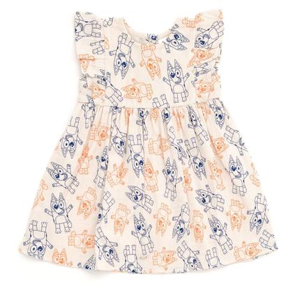 Imagem de Vestido Bluey Bingo para meninas, gaze de algodão, 3T, sem mangas