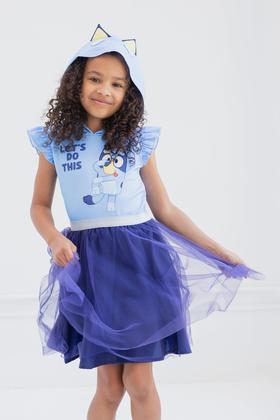 Imagem de Vestido Bluey Little Girls Mesh Cosplay de manga curta azul 5