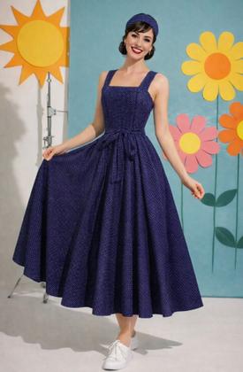 Imagem de Vestido bolinha Poá retrô anos 60 casual