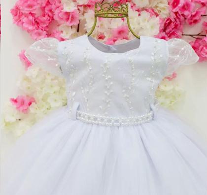 Imagem de Vestido branco festa infantil batizado princesa daminha