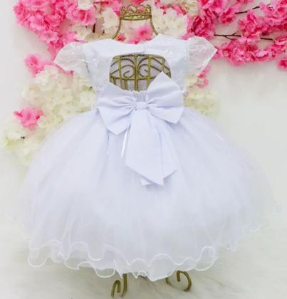 Imagem de Vestido branco festa infantil batizado princesa daminha