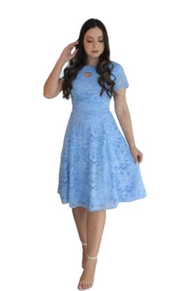 Imagem de Vestido Brenda Plus Size Midi Renda Elegante Moda Evangélica