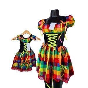 Imagem de Vestido caipira colorido Mãe e filha luxo