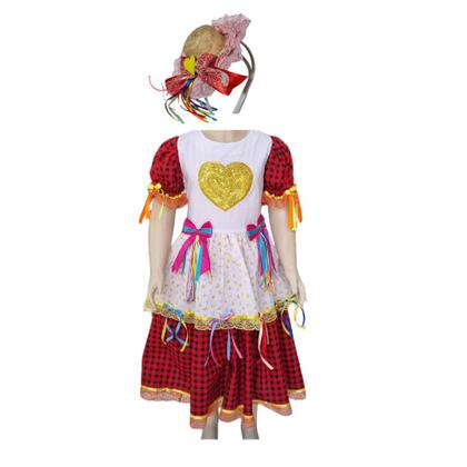 Imagem de Vestido Caipira Junino Infantil + Tiara