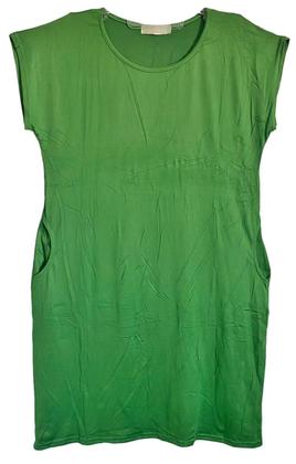 Imagem de vestido camisão midi plus size feminino evangelico elegante manga curta sem bojo moda soltinho com bolso ref 2745