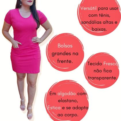 Vestido Camiseta Blusão Feminino Curto Bolsos Algodão - MADALIH Moda Feminina Imagem de Vestido Camiseta Blusão Feminino Curto Bolsos Algodão