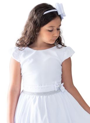 Imagem de Vestido Casual Branco Infantil Daminha Primeira Comunhão