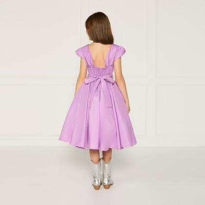 Imagem de Vestido Casual Infantil Lilás Festa Formatura Laço Dama