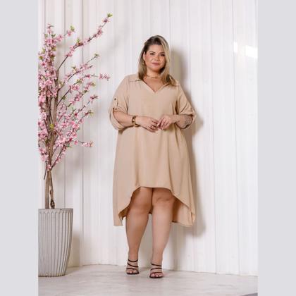 Imagem de Vestido Chamise Manga 3/4 Gola Polo Plus Size