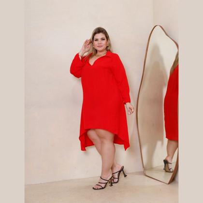 Imagem de Vestido Chamise Manga 3/4 Gola Polo Plus Size