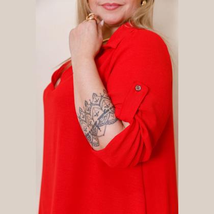 Imagem de Vestido Chamise Manga 3/4 Gola Polo Plus Size